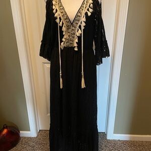 Elegant Black Tassel Dress